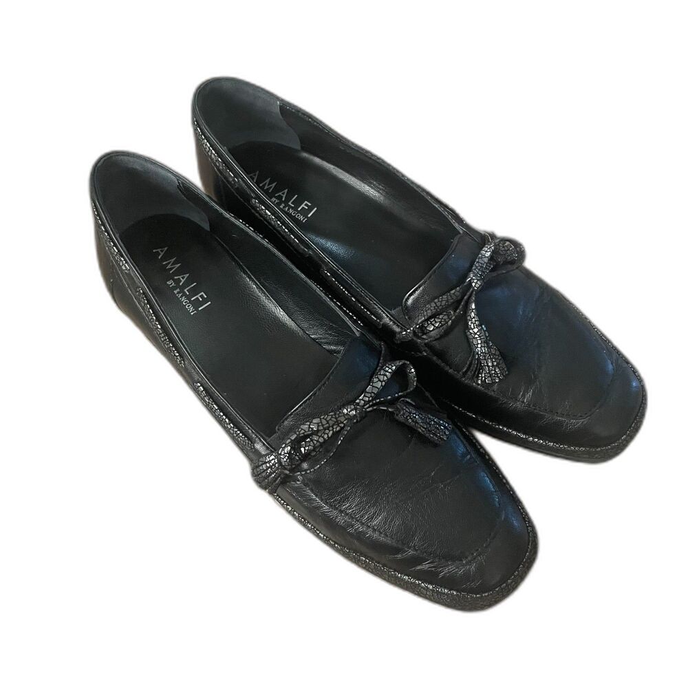 Amalfi by Rangoni leather driving shoe loafer silver bow accent size 7.5M
